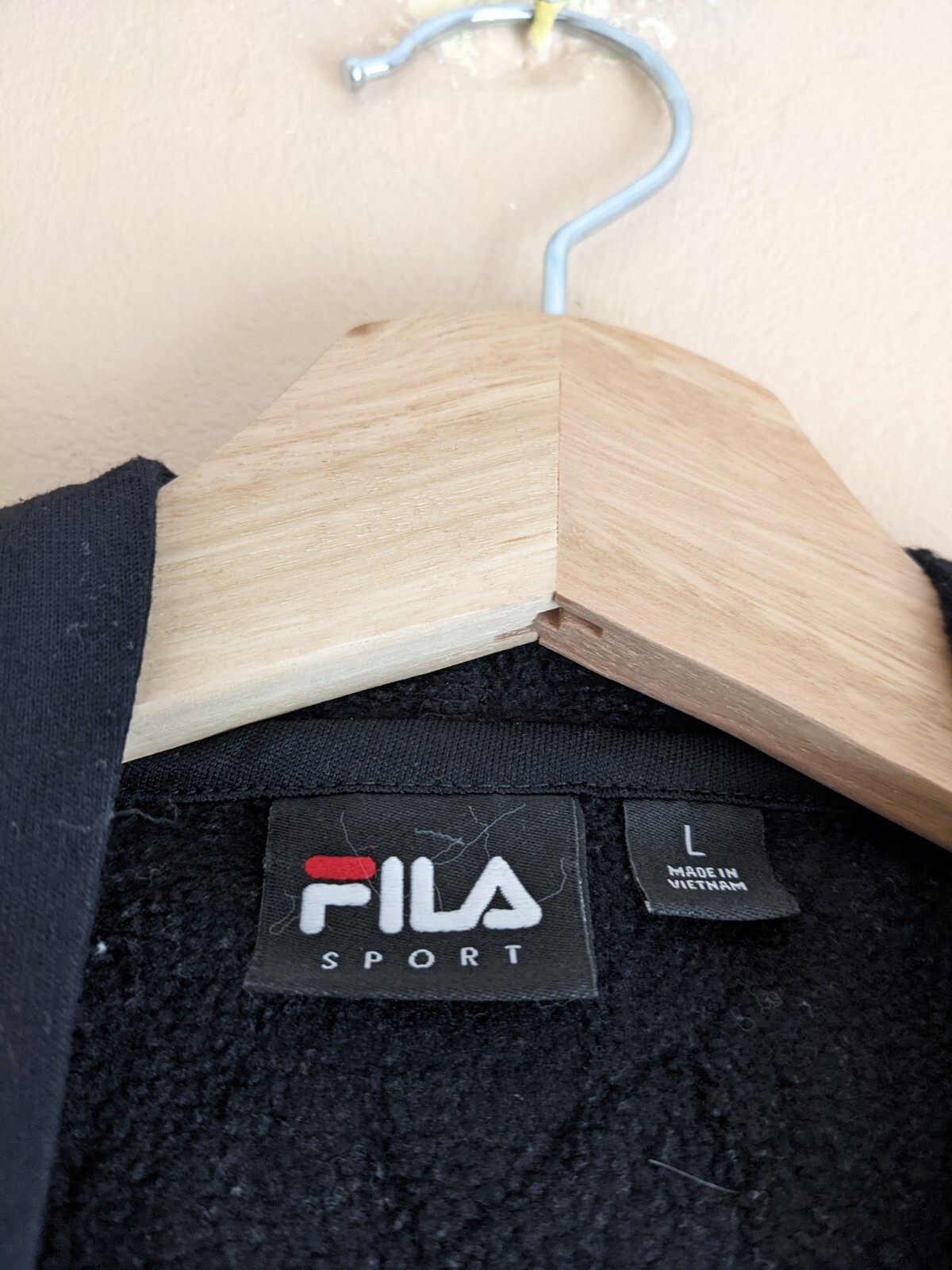 Felpa giacca vintage FILA nero rosa poliestere spandex full zip con cappuccio giacca donna large