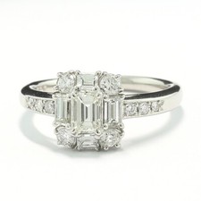 Diamond Ring Geometric Style Diamonds and 1.06 ct Diamonds 900 Platinum New