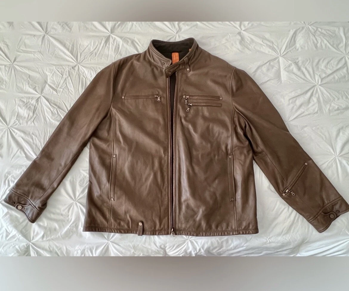 Robert comstock vertical leather best sale jacket