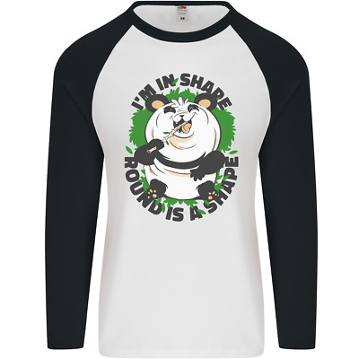 Baseball-T-Shirt Pandabär lustig übergewichtig fett Humor Herren L/S