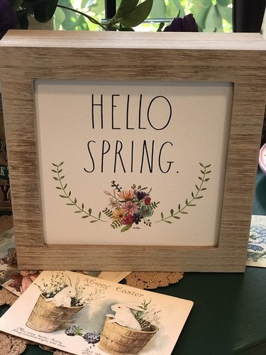 Rae Dunn Hello Spring Easter Shelf/ Wall Sign NWT - Picture 2 of 3