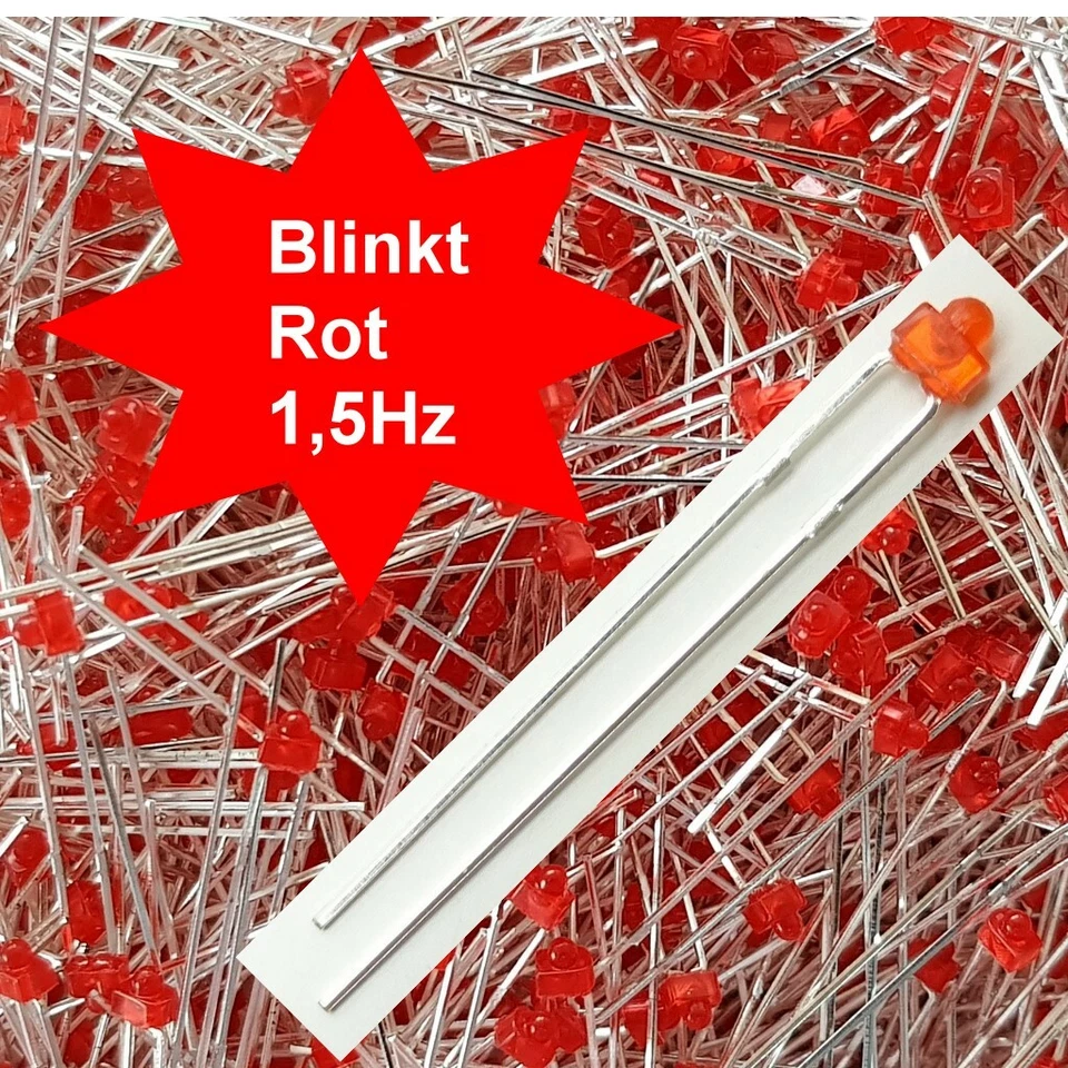 SABENNE-MODELLBAU Rot Blinkende Mini LED 1,8mm Blinkt Blink Flash 1,5Hz Diffus Blinklicht E9/2