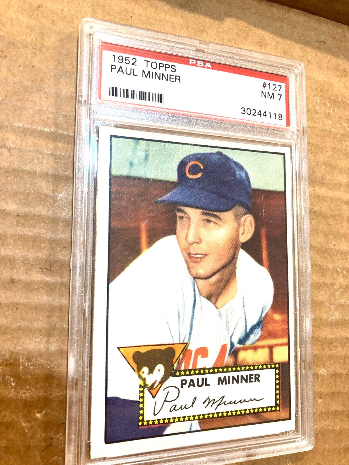1952 Topps BASEBALL CARD #127 PAUL MINNER  CHICAGO CUBS PSA 7