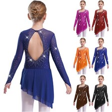 Kids Girls Unitard Performance Rompers Party Dress Exercise Leotard Sparkly