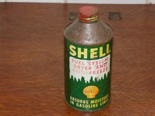 Vintage Shell Cone Top Anti Freeze Fuel System Dryer Empty Can