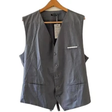 Men's COOFANDY Sleeveless 5 Button Suit Vest Sz XL Gray Business Wedding NEW