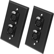 Pair of Black Stainless Steel Wall Plate with Dual XLR Female Connectors