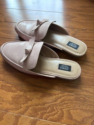 Jones NY Pink Mules Size 7.5 Flat Slip On - Leather (Great Condition)