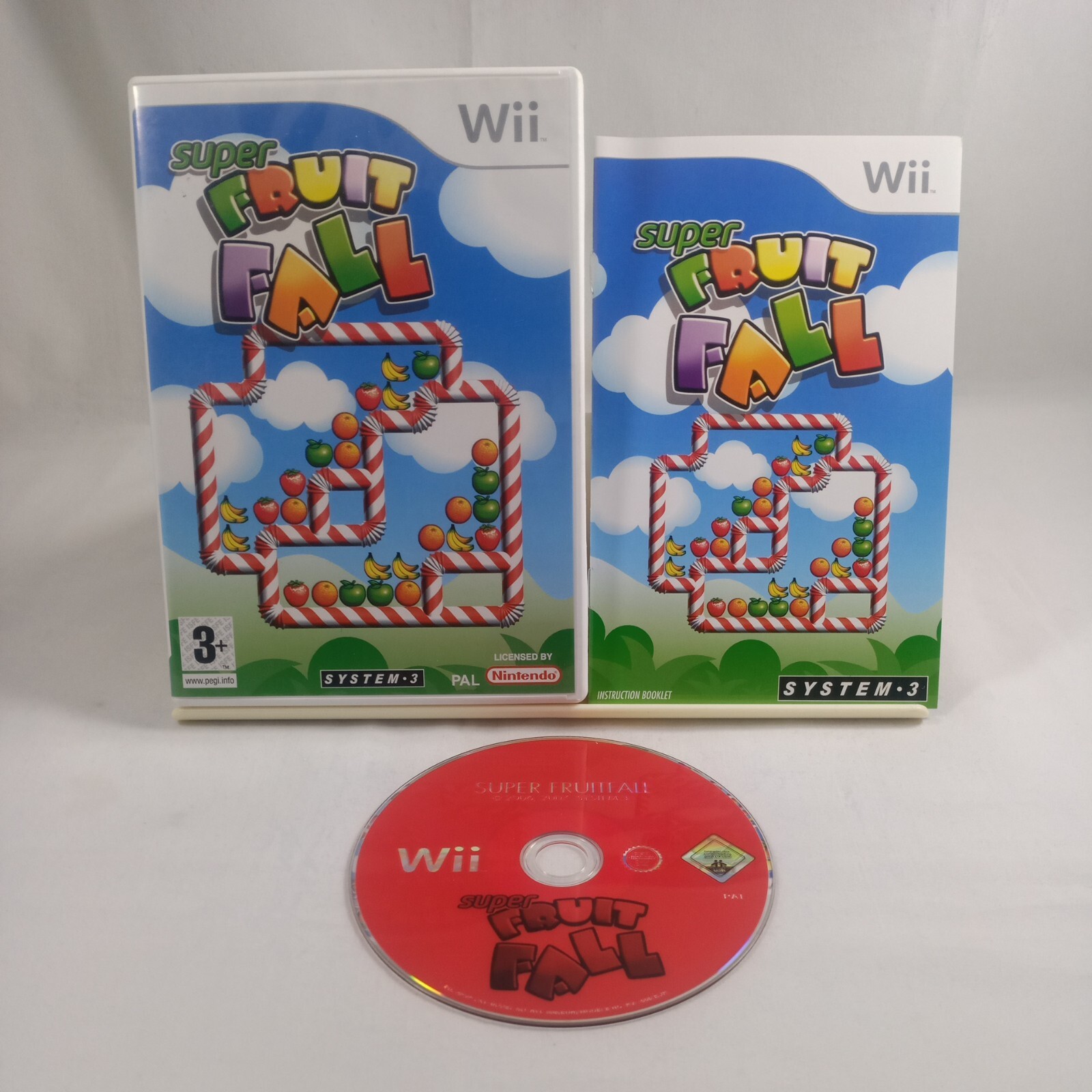 SUPER FRUIT FALL Nintendo Wii game with manual