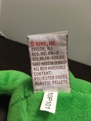Gotta Getta Gund Flash Frog Green and Yellow Plush 10” With Tags - Picture 4 of 5