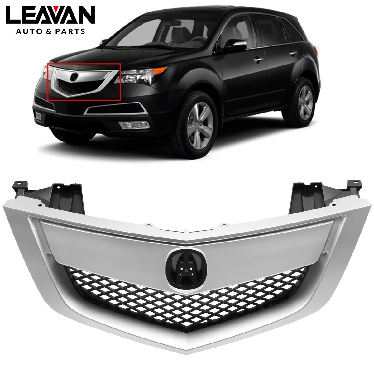 For 2010 2011 2012 2013 Acura MDX Silver Front Bumper Upper