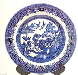 2 Churchill Blue Willow China England 10 3 8 Dinner Plates Ebay Image Is Loading 2 Churchill Blue Willow China England 10 3