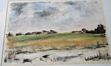 Franz Ehmke*1928-2018 DDR Painter° Countryside with Hill and Village