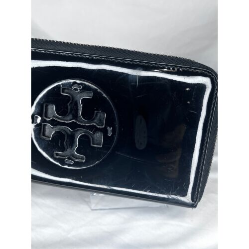 Tory Burch Wallet Black Patent Leather Zip Around Clutch - Picture 4 of 6