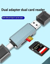 TF and SD Card Reader USB 3.0 and USB-C to SD/TF Memory Card Adapter 2 in 1