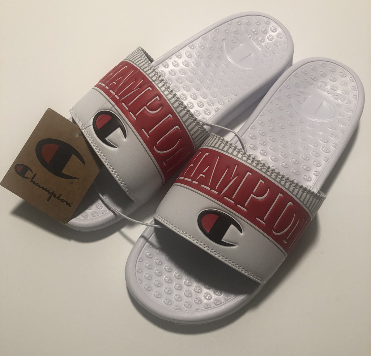 Champion Slides Sandals Mens 11 White 