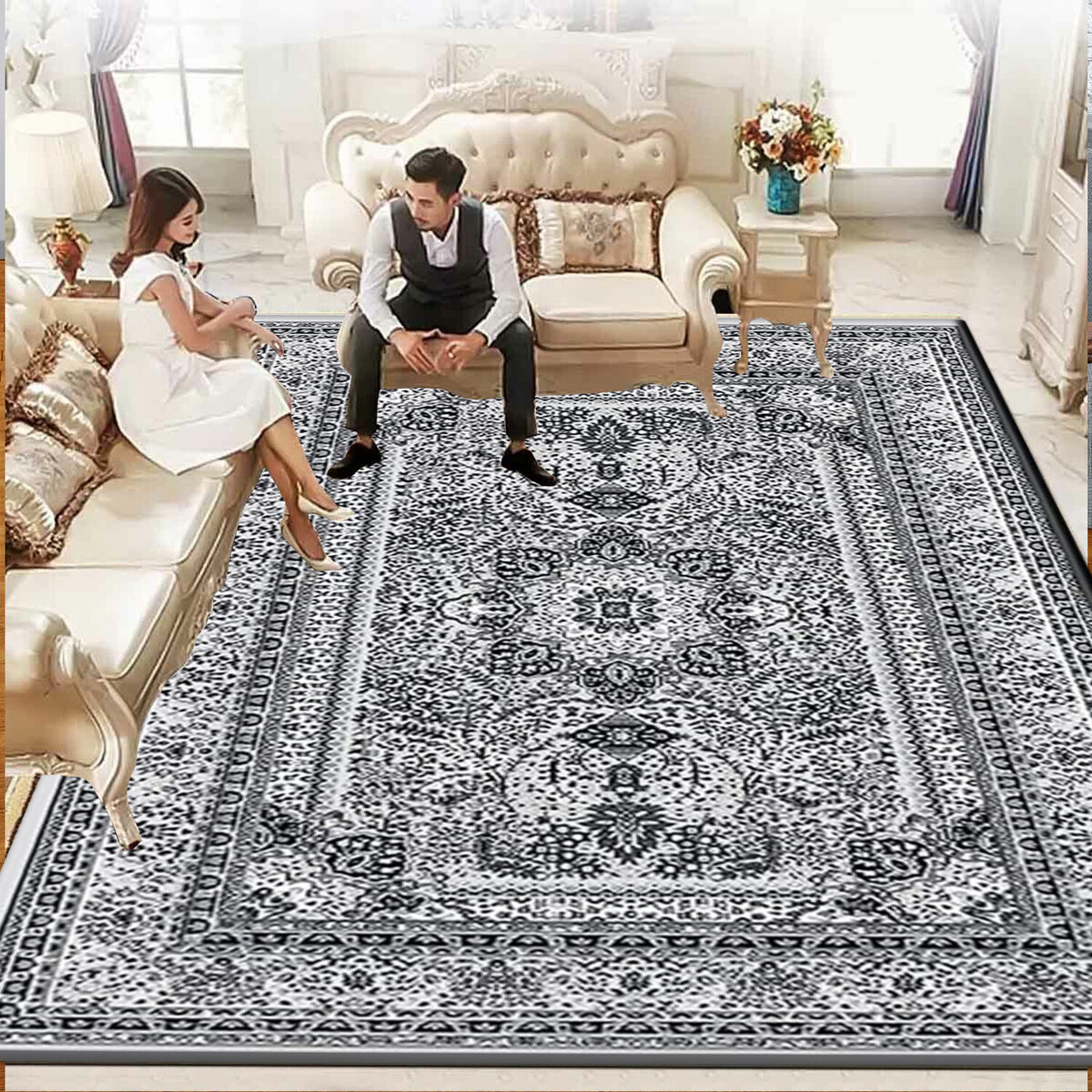 Non Slip Large Traditional Rugs Bedroom Living Room Hallway Runner Floor  Carpet