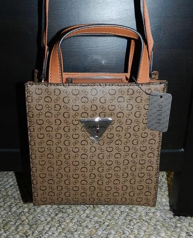 GUESS Cocoa BROWN Leather LOGO Mini LYLE Guitar STRAP Crossbody BAG NWT | eBay