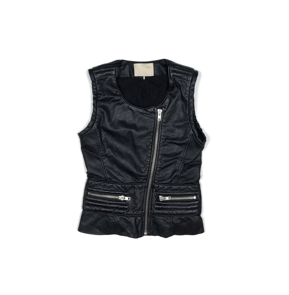 IRO leather black vest with zipper size 0 eBay