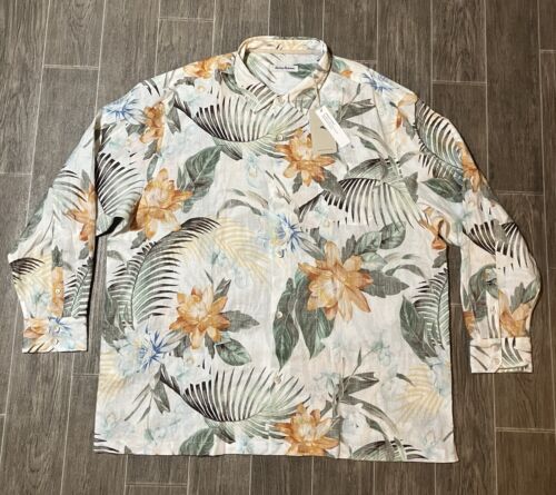 Tommy Bahama Crescent Grove Mens Size 3XL Long Sleeve Linen Floral Button NWT