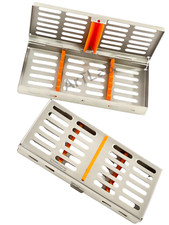 2 GERMAN DENTAL AUTOCLAVE STERILIZATION CASSETTE RACK BOX TRAY FOR 7 INSTRUMENT