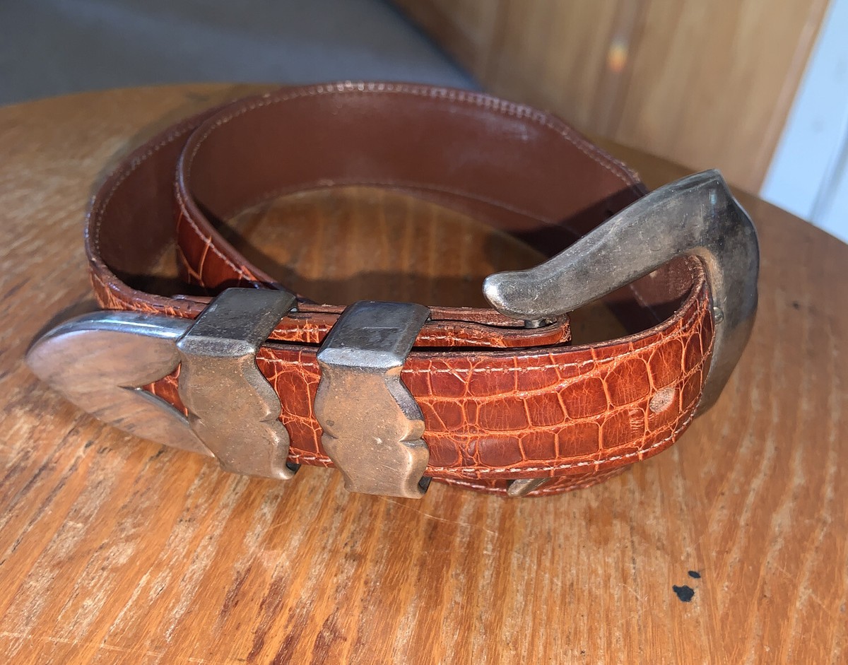 Genuine Alligator Billy Martin Western wear Belt 28”Sterling  display picture 2