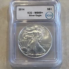U.S. Mint 2014 American Silver Eagle ICG MS69+ 1 oz .999 Fine Silver Coin