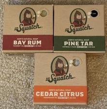 Lot of 3 Dr. Squatch Bar Soap - Cedar Citrus, Pine Tar, Bay Rum 5 Oz Bars