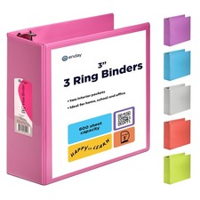 3 Inch 3 Ring Binder Pink, Slant D-Ring 3  Clear View Cover with 2 Inside