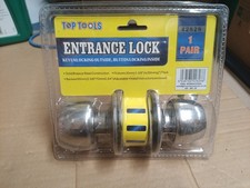 Chrome Steel Round Knobs Entrance Lock Door Entry Locks Knob with Keys UK