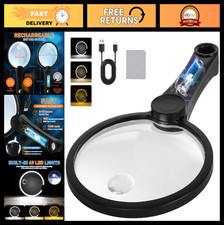Large 5.2" Rechargeable Magnifying Glass with 30X/40X/60X Zoom  LED Light