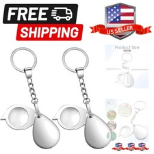 2 Pcs 10X Pocket Magnifying Glass Small Mini Folding Magnifying Glass with Ke...