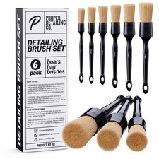 Car Detailing Brush Set, Premium Quality Soft Boars Hair Bristles, Clean Auto
