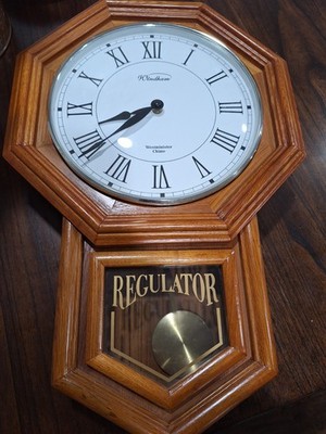 WINDHAM REGULATOR WALL CLOCK WESTMINSTER CHIME ROMAN NUMERALS WOOD FINISH