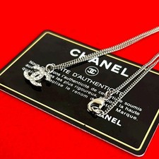 Chanel Coco Mark Necklace Women Silver One Size