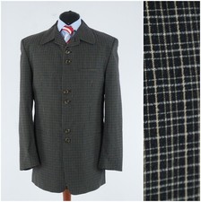 Mens Vintage Check Blazer 42L US Size CAESAR Black Cotton Sport Coat Jacket