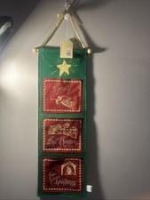 Christmas Wall Hanging Card Holder Decor Felt 3 Pockets 24 inch New