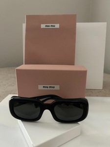 NEW: MIU MIU Sunglass 0MUB13S BLACK FRAME/DK GREY LENSE:AUTHENTIC:NEVER WORN