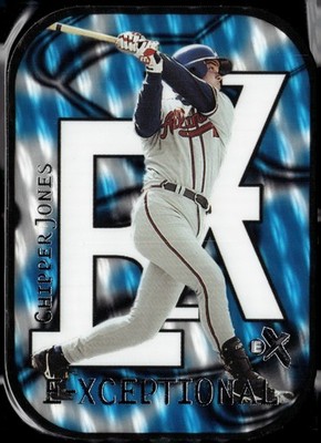 2000 Fleer E-X #9 XC Chipper Jones E-Xceptional-Blue #/250