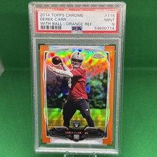 2014 TOPPS CHROME DEREK CARR #115 ORANGE REFRACTOR ROOKIE PSA 9 RC Raiders