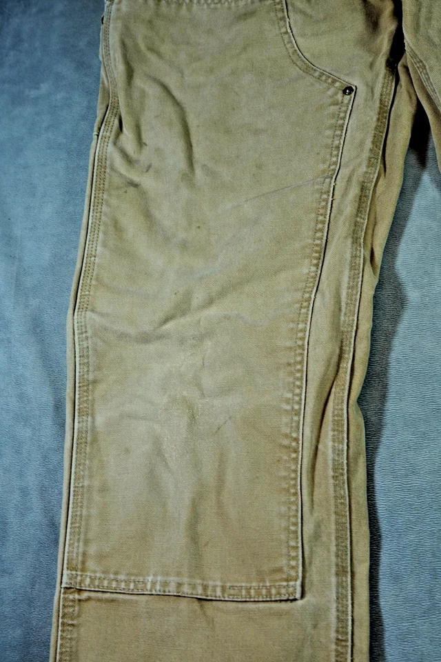 Vintage Carhartt Distressed Double Knee Mens Jeans B01 BRN 34x36 Fits 32x34 Duck - Image 3 of 4