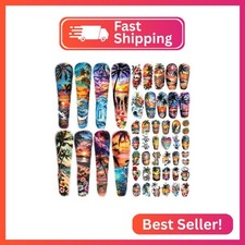 48 Sheets Full Arm Temporary Tattoos for Adults - Waterproof Tropical Summer Bea