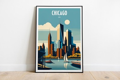 2_Chicago Reisedruck Wandbild Chicago Wandbehang Wohndeko Chicago Gif