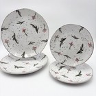 Potter's Studio Christmas Holiday Plates Dinnerware Set of 4 Winter Holly Berry
