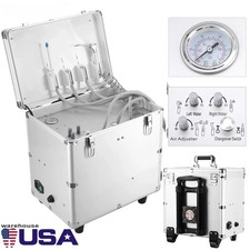 Portable Mobile Dental Delivery Unit Air Compressor Syringe Suction Case 4 Hole