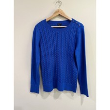 Talbots Blue Cable Knit Preppy Crew Neck Sweater NWT Size Medium