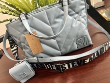 Steve Madden Blue Quilted Large Satchel Top H...