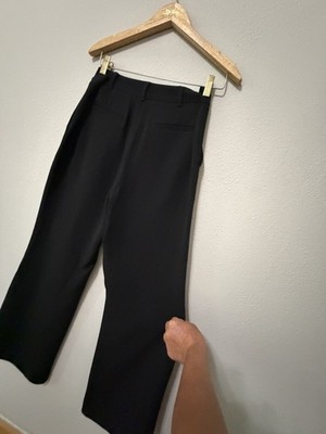 JONATHAN SIMKHAI BLACK WIDE TROUSERS Size 8 High Rise Front Zip