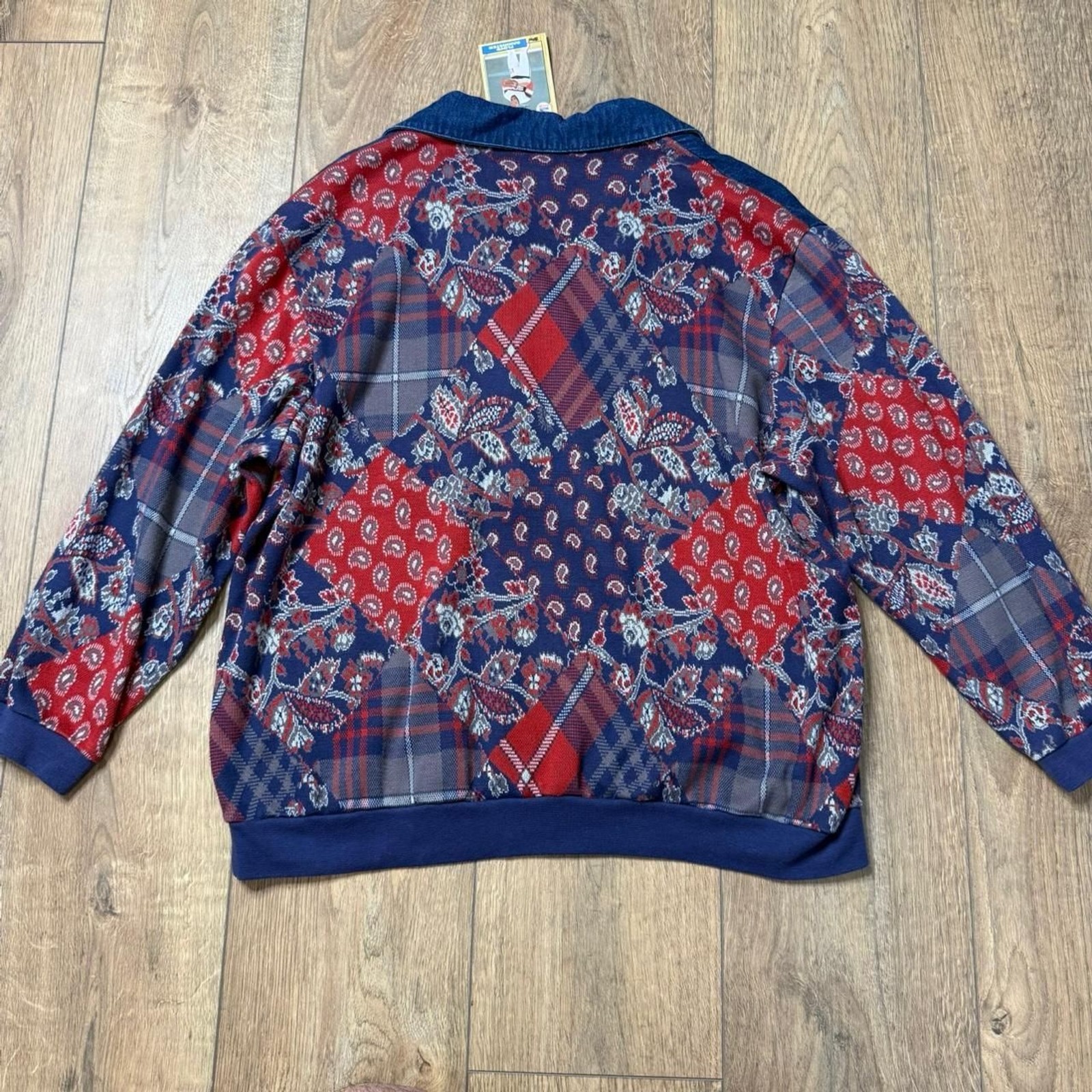 Soft denim shoulder button top with patch design - image 2