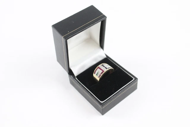 23 9ct Yellow Gold Ring QVC Ruby Sapphire Emerald Diamond Boxed